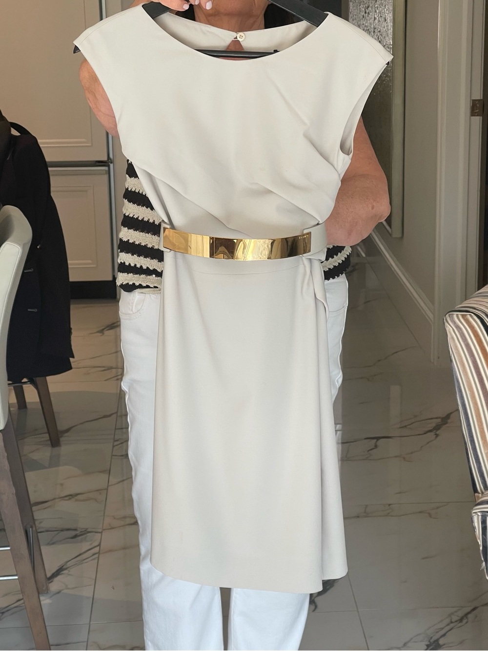 Gucci Sleeveless Draped Back Women’s Dress in Light Cream